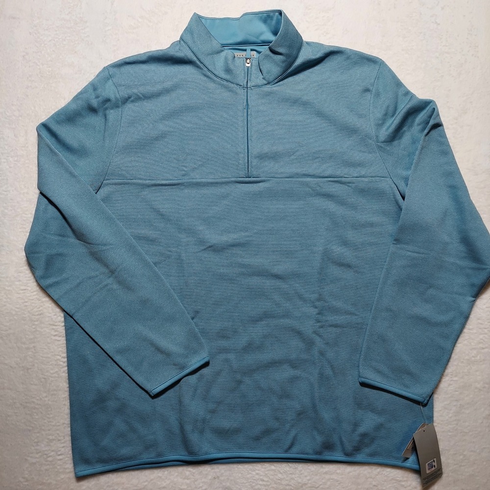 PGA Tour 1/4 Zip Pullover Men's XXL Blue New Heathered Golf Sweater PVKFF0E9DS